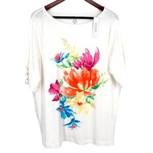 NEW NWT Chicos Plus Size XXL 2X 4 Tropical Beach Floral Blouse Shirt Top Beach